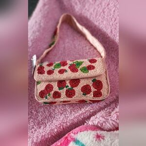 Floral Embroidered Pink Shoulder Bag